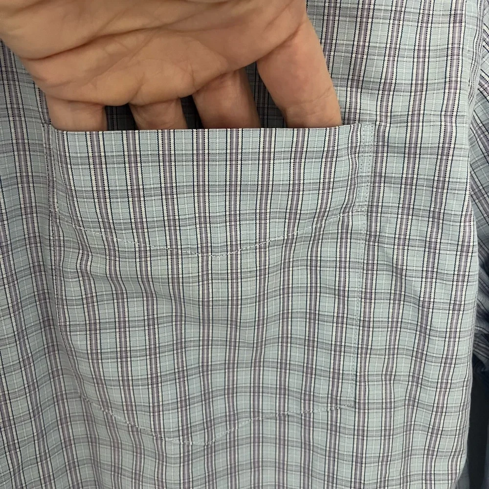 J. Crew Haberdashery Men's Blue Purple Check Button-Down Shirt size L Neck 16.5